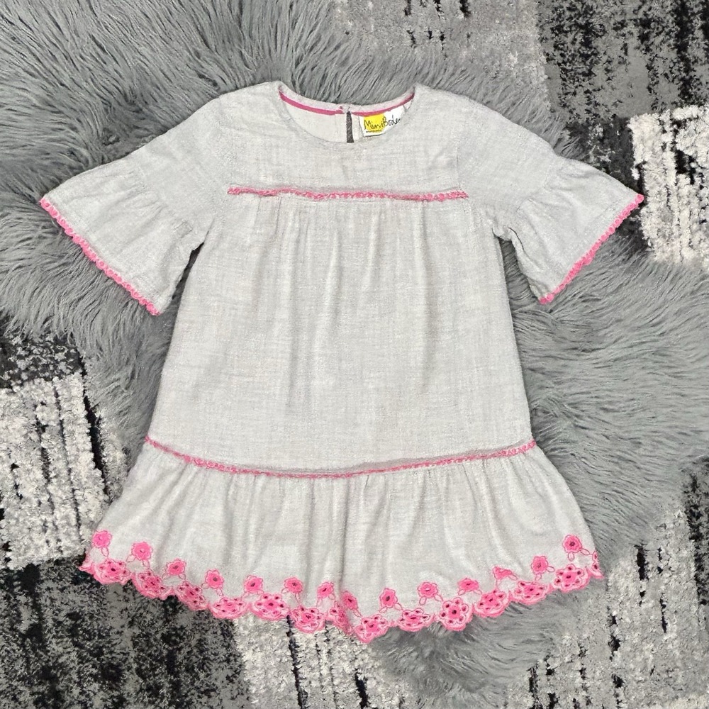 Girls Mini Boden Boho Pink Embroidered Gauze Dress Valentines Size‎ 5/6